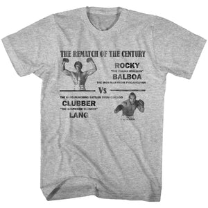 Rocky Tall T-Shirt Rematch Of The Century VS Clubber Lang Gray Heather Tee - Yoga Clothing for You