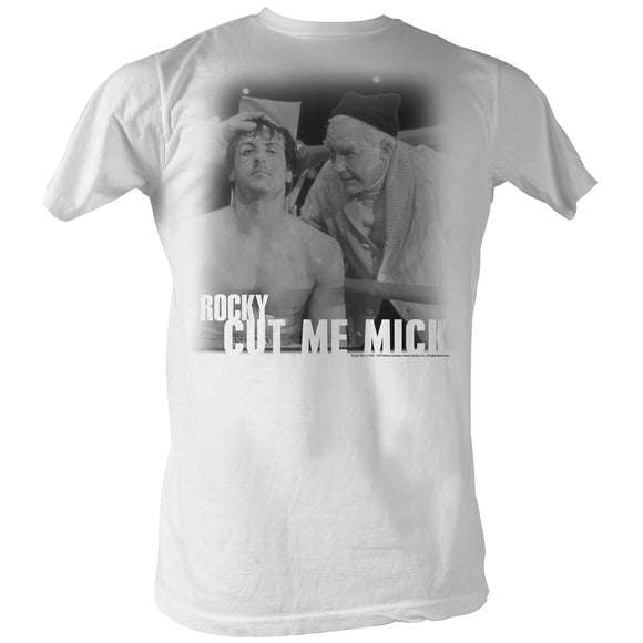 Rocky Tall T-Shirt Cut Me Mick B&W Portrait White Tee - Yoga Clothing for You