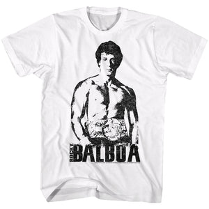 Rocky Tall T-Shirt Distressed Silhouette Champ White Tee - Yoga Clothing for You