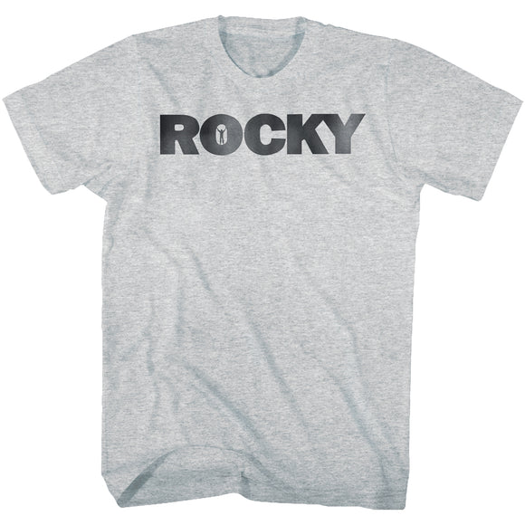 Rocky T-Shirt Distressed Black Logo Gray Heather Tee - Yoga Clothing for You