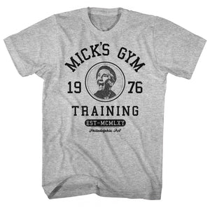 Rocky Tall T-Shirt Mick's Gym Training 1976 Gray Heather Tee - Yoga Clothing for You