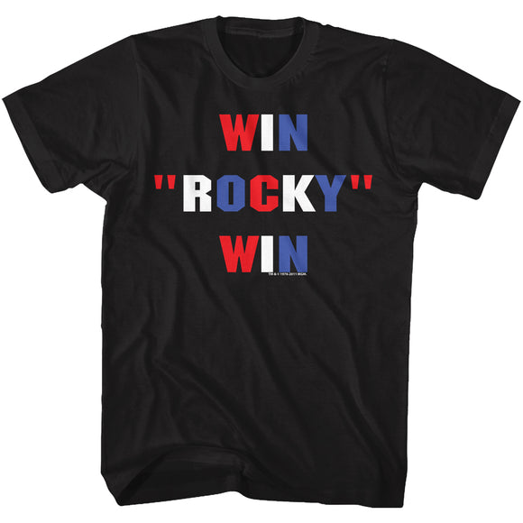 Rocky T-Shirt Red White Blue Win Rocky Win Black Tee - Yoga Clothing for You