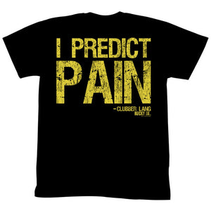 Rocky Tall T-Shirt Distressed Yellow I Predict Pain Black Tee - Yoga Clothing for You