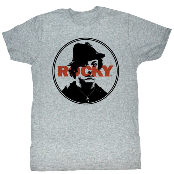 Rocky T-Shirt Silhouette Portrait Stamped Logo Gray Heather Tee - Yoga Clothing for You