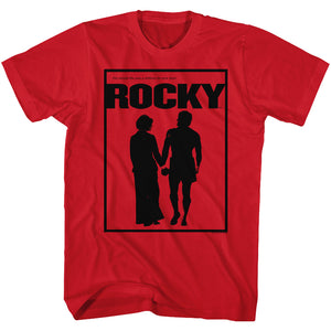 Rocky T-Shirt Adrian Holiding Hands Silhouette Red Tee - Yoga Clothing for You