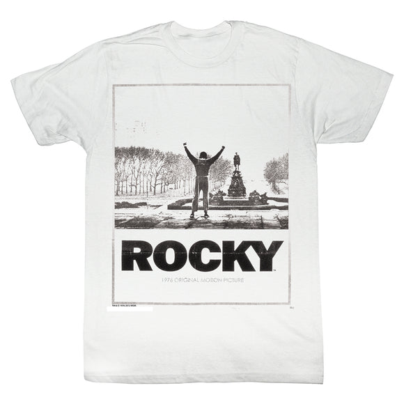 Rocky Tall T-Shirt Distressed Philadelphia Top Of Stairs Poster White Tee - Yoga Clothing for You