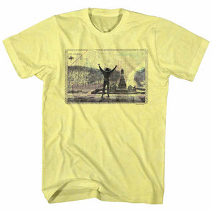 Rocky T-Shirt 1976 Philadelphia Top Of Stairs Yellow Heather Tee - Yoga Clothing for You