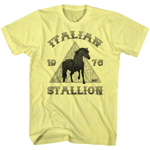 Rocky T-Shirt Distressed Italian Stallion Black Horse Yellow Heather Tee - Yoga Clothing for You