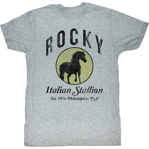 Rocky Tall T-Shirt Distressed Italian Stallion Est 1976 Gray Heather Tee - Yoga Clothing for You