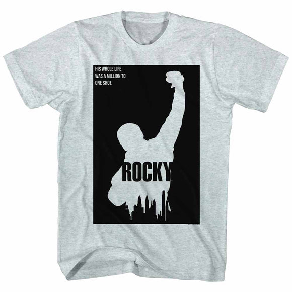 Rocky Tall T-Shirt Silhouette With City Skyline Gray Heather Tee - Yoga Clothing for You
