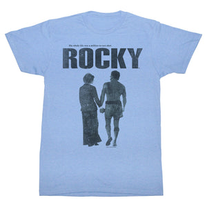 Rocky T-Shirt Distressed Holding Hands Adrian Light Blue Heather Tee - Yoga Clothing for You