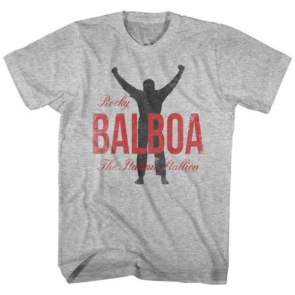 Rocky T-Shirt Red Balboa Italian Stallion Gray Heather Tee - Yoga Clothing for You