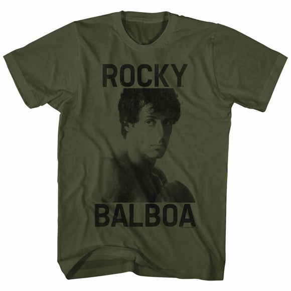 Rocky T-Shirt Balboa Black Portrait Military Green Tee - Yoga Clothing for You