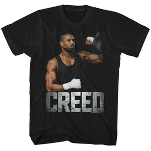 Rocky Creed Training on Speed Bag Black T-shirt
