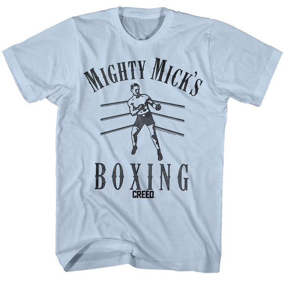 Rocky T-Shirt Mighty Mick's Boxing In Ring Light Blue Tee - Yoga Clothing for You