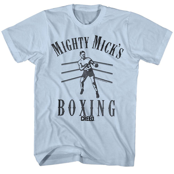 Rocky T-Shirt Mighty Mick's Boxing In Ring Light Blue Tee - Yoga Clothing for You