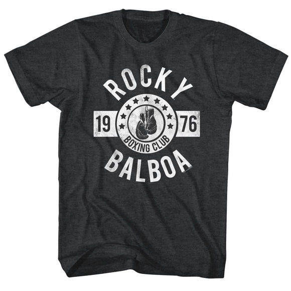 Rocky Tall T-Shirt 1976 Boxing Club Black Heather Tee - Yoga Clothing for You