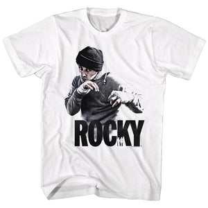 Rocky Tall T-Shirt Distressed 40th Anniversary White Tee - Yoga Clothing for You