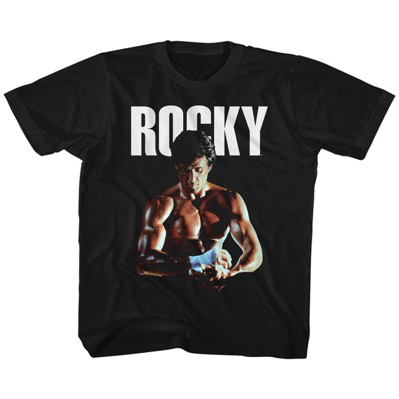 Rocky Kids T-Shirt Taping Fist Portrait Black Tee - Yoga Clothing for You