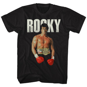 Rocky T-Shirt Champ Flex Pose Black Tee - Yoga Clothing for You