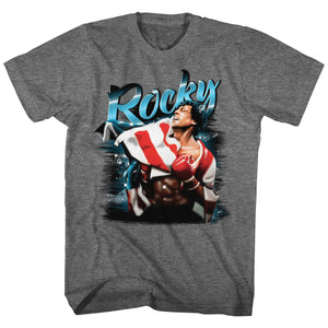 Rocky T-Shirt Airbrush Style Portrait Gray Heather Tee - Yoga Clothing for You