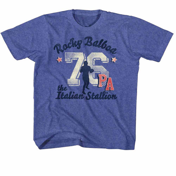 Rocky Kids T-Shirt Distressed 76 PA Royal Heather Tee - Yoga Clothing for You