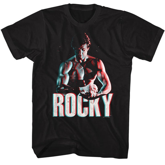 Rocky Tall T-Shirt 3D Muscle Flex Black Tee - Yoga Clothing for You
