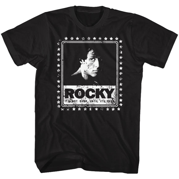 Rocky Tall T-Shirt Distressed It's Not Over Until It's Over Black Tee - Yoga Clothing for You