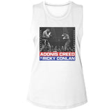 Rocky Creed vs Conlan Boxing Ladies Sleeveless Muscle White Tank Top