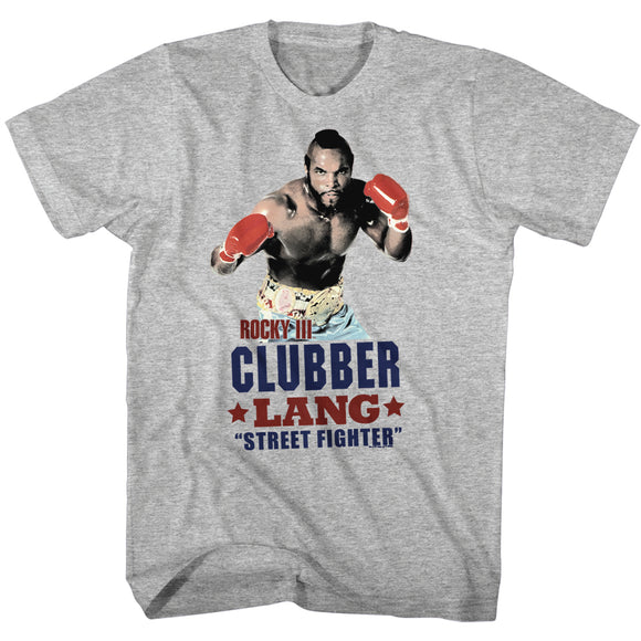 Rocky Tall T-Shirt Clubber Lang Street Fighter Gray Heather Tee - Yoga Clothing for You