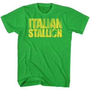 Rocky T-Shirt Distressed Yellow Italian Stallion Kelly Green Tee - Yoga Clothing for You
