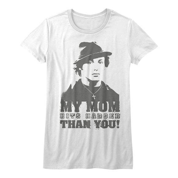 Rocky Juniors Shirt My Mom Hits Harder Than You White Tee - Yoga Clothing for You
