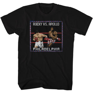 Rocky Tall T-Shirt VS Apollo Creed In Ring Painting Black Tee - Yoga Clothing for You