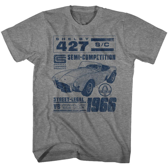 Shelby T-Shirt 1966 427 V8 Graphite Heather Tee - Yoga Clothing for You