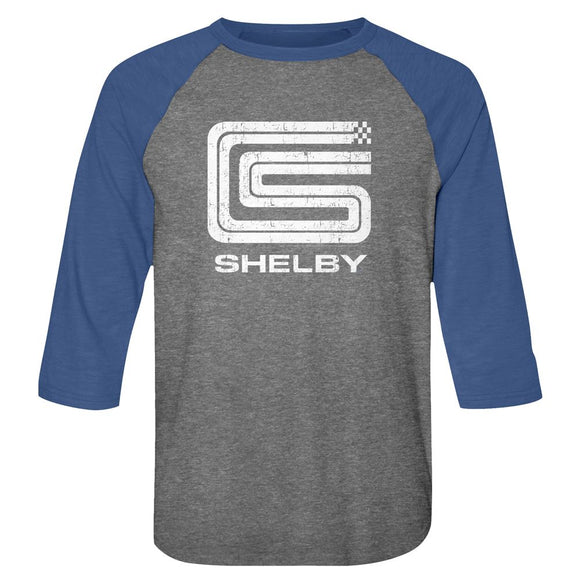 Shelby T-Shirt Vintage Logo Grey/Royal Raglan Tee - Yoga Clothing for You
