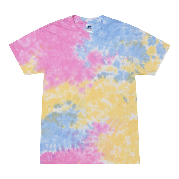 Tie Dye Multi Color Blotched Classic Fit Crewneck Short Sleeve T-shirt for Mens Women Adult T-shirt, Sherbet - Yoga Clothing for You