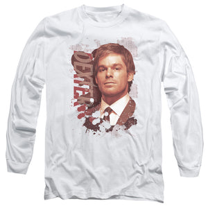 Dexter Long Sleeve T-Shirt Splatter Photo White Tee - Yoga Clothing for You