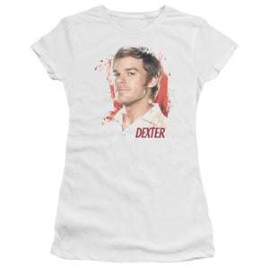 Dexter Juniors T-Shirt Blood Splatter Portrait White Tee - Yoga Clothing for You