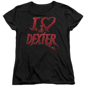 Dexter Womens T-Shirt I Love Dexter Black Tee - Yoga Clothing for You