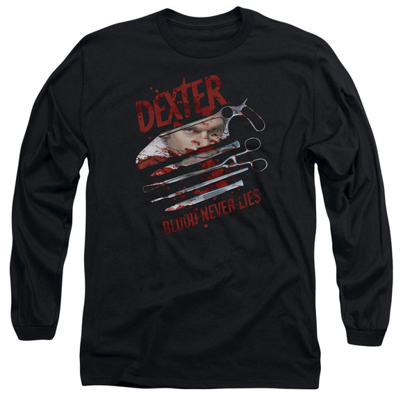 Dexter Long Sleeve T-Shirt Blood Never Lies Black Tee - Yoga Clothing for You