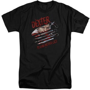 Dexter Tall T-Shirt Blood Never Lies Black Tee - Yoga Clothing for You