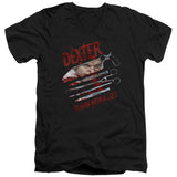 Dexter Slim Fit V-Neck T-Shirt Blood Never Lies Black Tee - Yoga Clothing for You