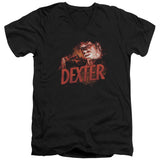 Dexter Slim Fit V-Neck T-Shirt Drawing Black Tee - Yoga Clothing for You