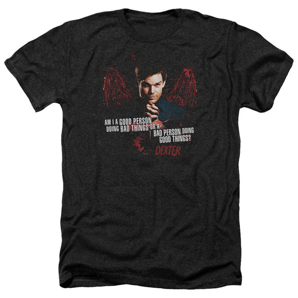 Dexter Heather T-Shirt Good or Bad Person Black Tee - Yoga Clothing for You