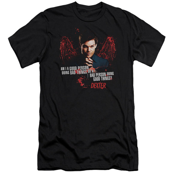Dexter Premium Canvas T-Shirt Good or Bad Person Black Tee - Yoga Clothing for You