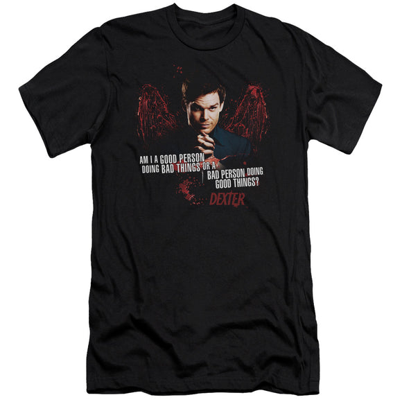 Dexter Slim Fit T-Shirt Good or Bad Person Black Tee - Yoga Clothing for You