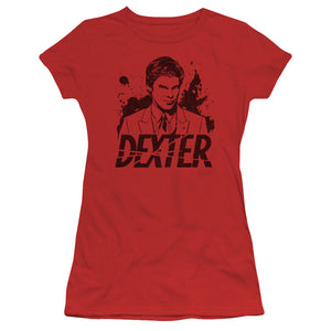 Dexter Juniors T-Shirt Dexter Blood Splatter Portrait Red Tee - Yoga Clothing for You