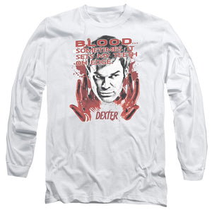 Dexter Long Sleeve T-Shirt Blood White Tee - Yoga Clothing for You