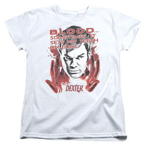 Dexter Womens T-Shirt Blood White Tee - Yoga Clothing for You