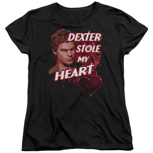 Dexter Womens T-Shirt Dexter Stole My Heart Black Tee - Yoga Clothing for You